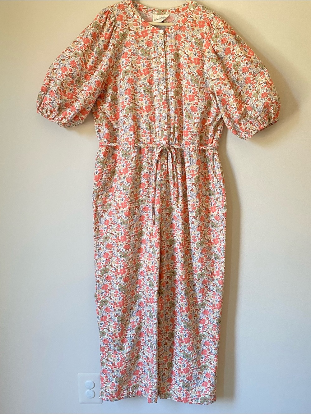 Universal Thread Cotton Ditsy Floral Jumpsuit Puff Sleeve Prairie Cottagecore XL